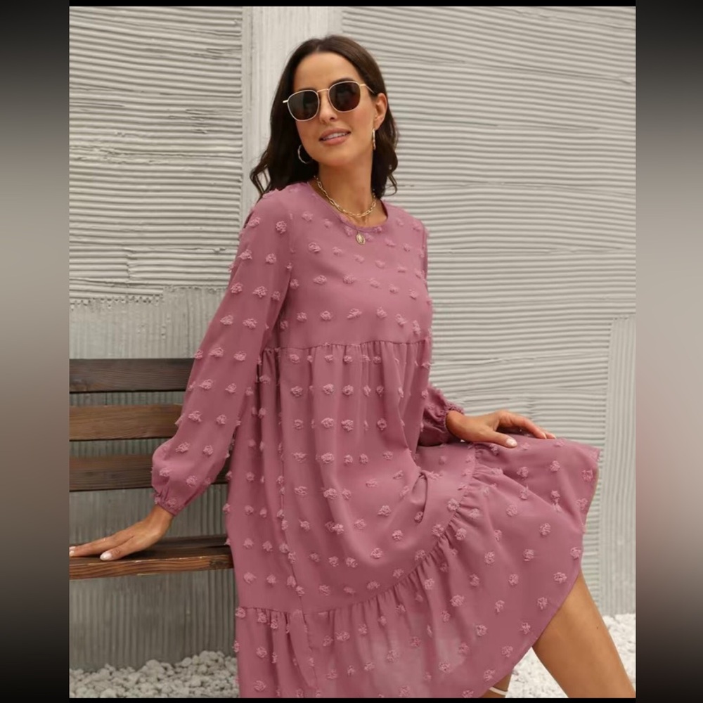 Long sleeve Swiss dot dress